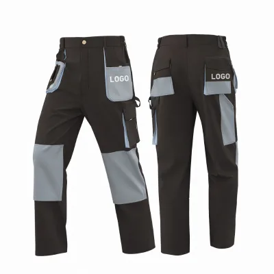 Custom Workwear Pants with Reinforced Knees and Utility Pockets Durable Industrial Cargo Trousers OEM with Logo Printing