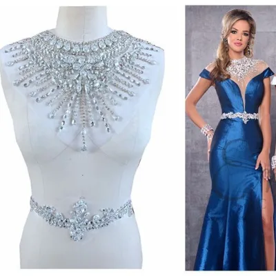 Bridal Crystal Beaded Rhinestone for Wedding Dress Beaded Necklace and Belt