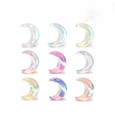 Titanium Steel Needles Colorful Moon Stud Earrings for Women Girls Sweet Delicate Moon Geometric Resin Trendy Ear Piercing Gifts