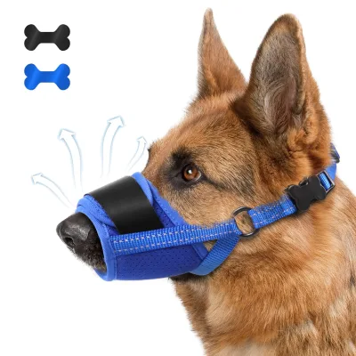 Breathable Soft Pet Muzzle for Large Dogs Anti Biting Barking Chewing, No Bark Air Mesh Dog Muzzle