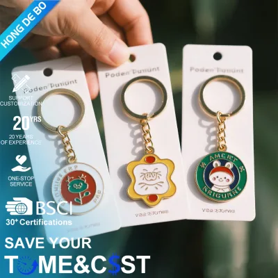 Wholesale Metal Around Laser Logo Fashion Key Ring Custom Logo Soft Hard Enamel Keychain Key Rings Key Chain