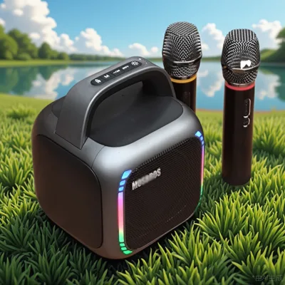 RGB LED Light Portable Speaker Wheeled Handle Easy Transportation