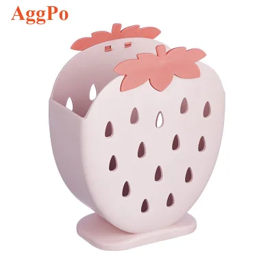 Creative Household Strawberry Chopsticks Storage Box Kitchen Standing Multi-functional Chopsticks Holder Double Grid Drain