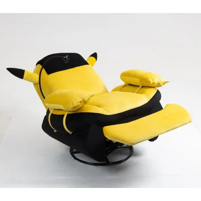 Small Fabric Home Theater Seating Yellow Reclining Backrest Gaming Seat Rocker Electric Lounge Chair with Extendable Footrest
