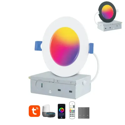 Tuya Smart led lights recessed rgb  with Junction Box,ETL 6 Inch, Wi-Fi Bluetooth RGBCW ,Work with Alexa & Google Assistant