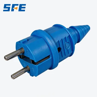 SFE IP44 Plastic CEE/IEC SCHUKO/French Plug 230V 16A 2P+E Rewireable Waterproof Adapter