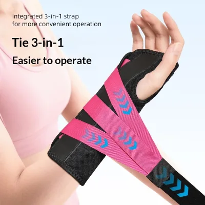 Support 3-in-1 Strap Wrist Brace Polyester Fiber Breathable Wrap-style Stabilizing Sports Glove Tendon Sheath Joint