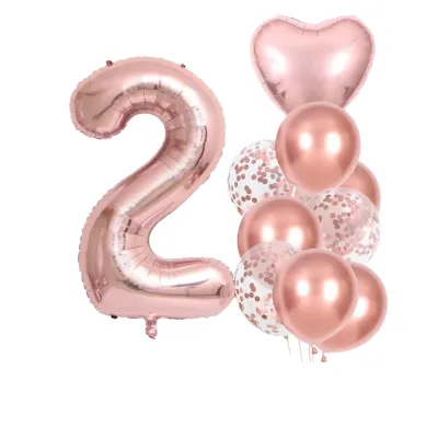 Rose Gold Aluminum Foil Number Balloons Set 40 Inches Birthday Party Wedding Celebration Ceremony Room Decoration Supplies