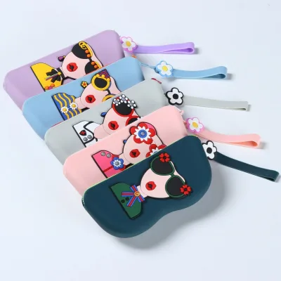 Cross-border New Silicone Glasses Case Cartoon Cuteness Design Portable Sunglasses Storage Bag Sun-Glass Organizer Hanging