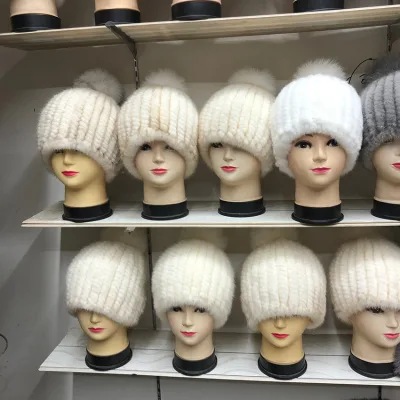 Factory Wholesale Women's Winter Warm Mink Fur Knitted Hat