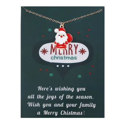 Fashion Christmas Tree Deer Santa Claus Bells Pendants Necklace for Women Girls Xmas Party Festival Jewelry Accessories