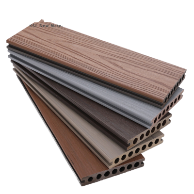 Traditional Outdoor Terrace Wooden Co-extruded Waterproof Wood Plastic Composite Board Paving Hollow Smooth Top 3D Embossed