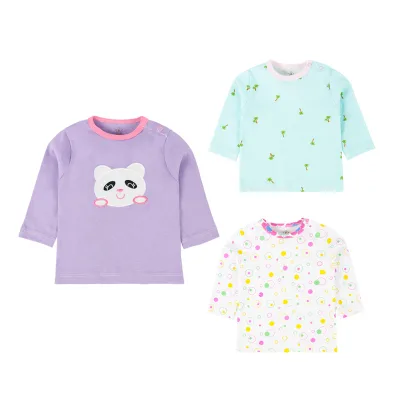 New Cartoon Children T Shirts Wholesale Long Sleeve Round Neck T Shirt for Kids Cotton Cute Print T-shirt