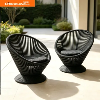 Modern Weatherproof Patio Swivel Lounge Chair, Powder Coated Aluminum Rope Weave Rotatable Outdoor Chair