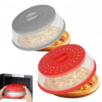 Foldable Microwave Splatter Cover Kitchen Food Dishes Dust-proof Preservation Lid with Steam Vent for Heating & Fresh Keeping