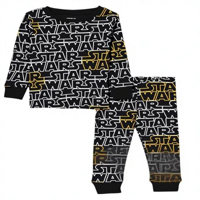 Boys' Slim-Fit Long Sleeve Soft 100% Cotton Letter Print Pajamas