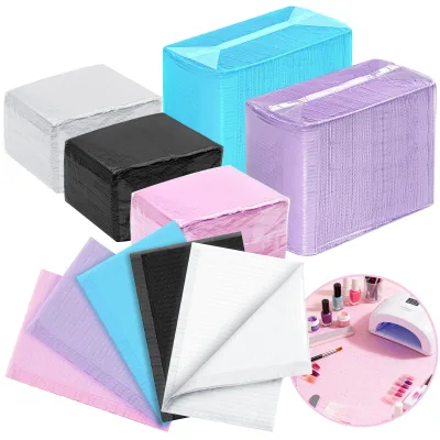 50pcs/bag Black White Anti-dirty Nail Table Mat Disposable Eco-friendly Waterproof Nail Art Table Mat Custom Logo Dental Bib