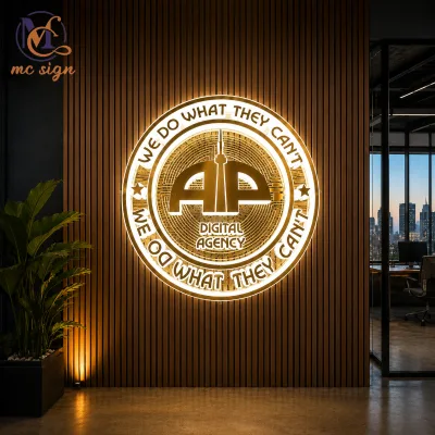 Custom Side-Lit Acrylic LED Mini Letters Illuminated Logo Sign for Shop Office Reception Wall Decoration