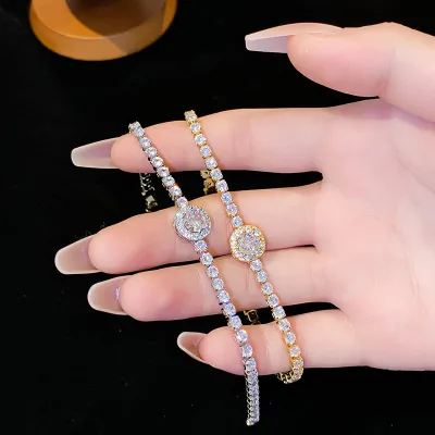 Korean Style Micro Inlaid Tennis Zircon Bracelet for Girls Small and Adjustable Crystal Bracelet