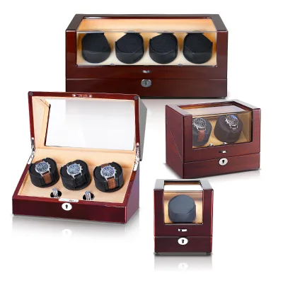 High Glass Finish Watch Winder for 2 Watches Two Rotors Watch Box Automatic Winding Box