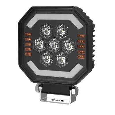Multifunction Square Led Work Light with Amber Warning Light Position Light Offroad Led Driving Light for Truck Traiker