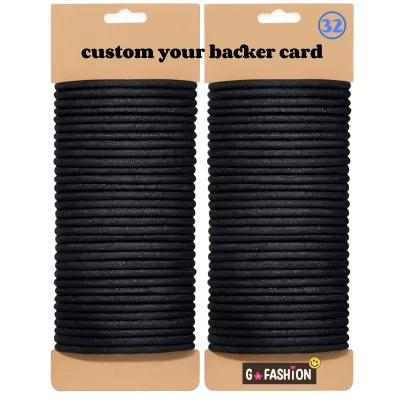 32CT 4mm Black Elastic Hair Ties Ponytail Holders  Organic No Damage No Slip Simple Design Fits All Hair Types