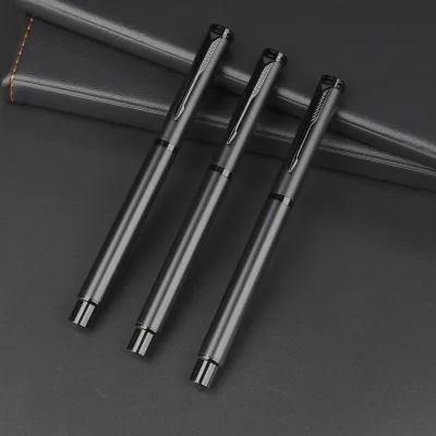 No Leakage Fluently Full Black Fountain Pen Signatural Roller Ball Pen Gift Set Stainless Steel Ink Converter Calligraphy Pen