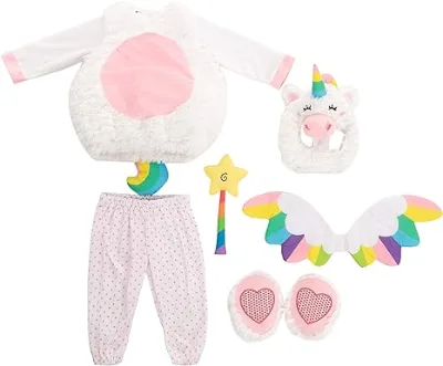 Unicorn Costume Jumpsuit with Wings and Star Wand for Kids Halloween Dress up Party