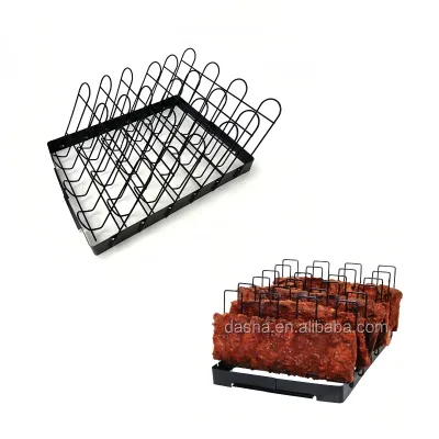 Portable Black Non-stick BBQ Tool BBQ Grill Basket BBQ Rib Rack