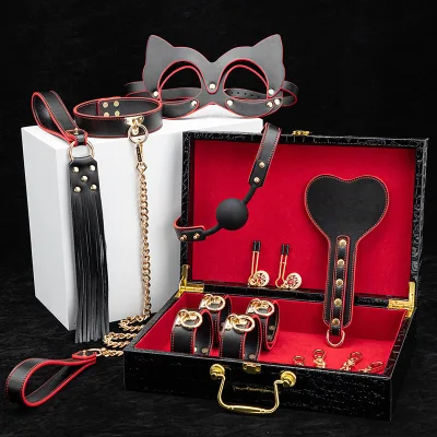 High Quality 8 Pcs Leather Silicone Bondage Set for Couple Game SM Use