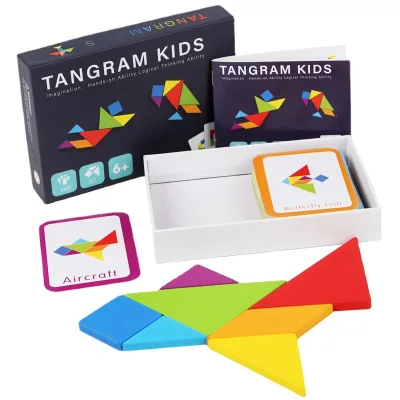 Hot Sale Creative Tangram Game Shape Matching Toy Thinking Training Wooden Tangram Puzzles