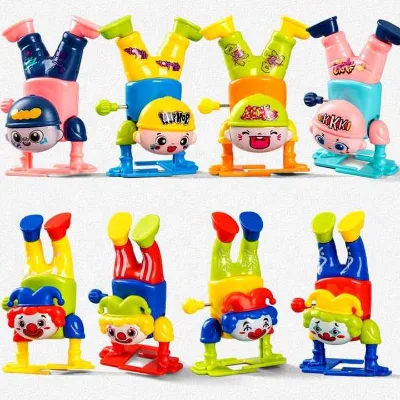 Funny Crazy Circus Toy Plastic Classic Wind up Toy 360 Degree Handstand Walking Clown Toy for Kids