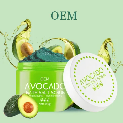 Customized 350g Refreshing Avocado Body Scrub with Natural Bath Salt and Vitamin E Gently Polishes Skin and Boosts Hydration