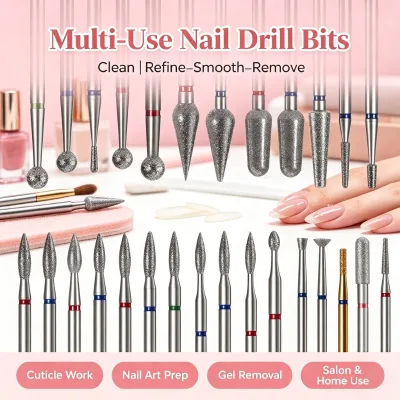 Hot Sale High End Diamond Nail Drill Bits Diamond Burs for Nail Drills Gel Removal Cuticle Clean & Nail Refine