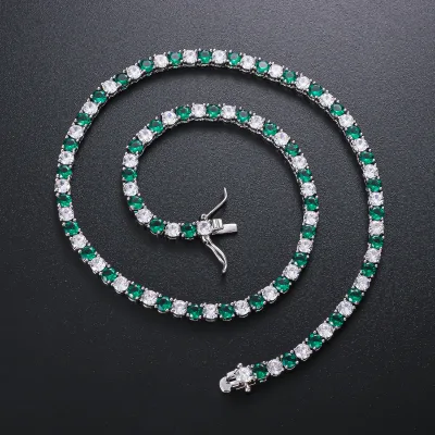 CM Jewelry Oro Laminado Cadenas Zircon Birthstone Tennis Fine Wedding Bridal Prom Birthday Women Gift Emerald Diamond Necklaces