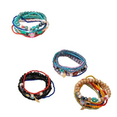 JS Fresh Glass Crystal Beads Bracelet Women's Simple Fashion Metal Pendant Bracelet Boudoir Gift Wholesale