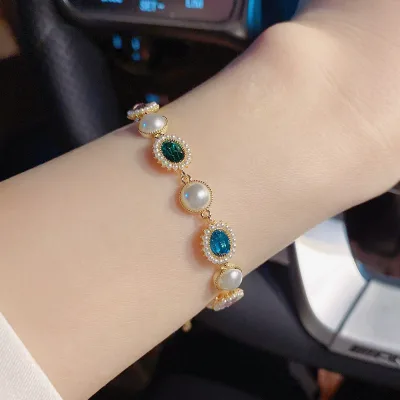 Korean new retro color pearl simple style elegant bracelet beautiful style healing fashionable casual bracelet