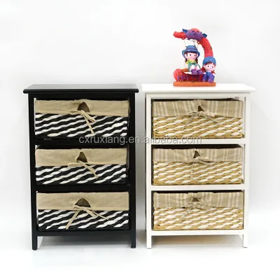 Hot Sale White Color 3 Drawers Wood Side Table Night Stand for Bedroom