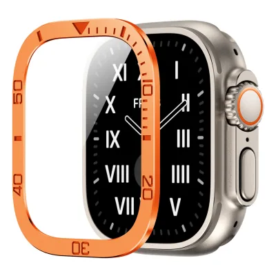 BEST SELLER Anti-Fingerprint Metal Frame Cover for Apple iWatch Ultra 1 2 with Precision Cutouts Tempered Glass Full Protection