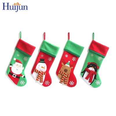 Wholesales Custom 4 Designs Fleece Xmas Socks Christmas Stocking for New Year