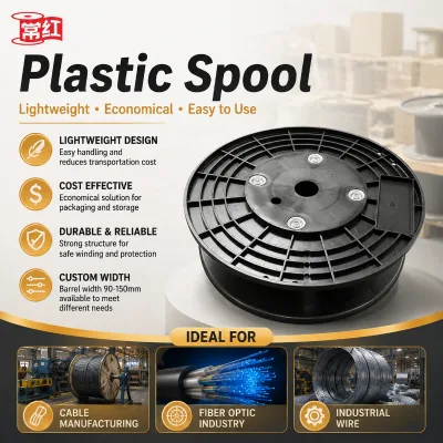 Custom PP Black Plastic Spool Reel for Wire Cable Packaging Lightweight Economy Plastic Reel