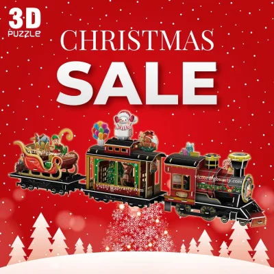 3d Cardboard Puzzle Train Puzzles Christmas Train Model with LED Lights