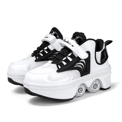 Breathable Footwear Big Four-wheeled Walking Shoes With Mesh and Leather in Stock Outdoor Sports Unisex Adults Rollerskate