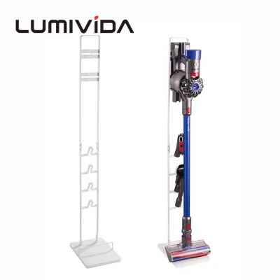 Freestanding Cordless Vacuum Storage Stand White Steel Floor Stand for Dyson Vacuum Cleaner Compatible with V6 V7 V8 V10 V11 V15