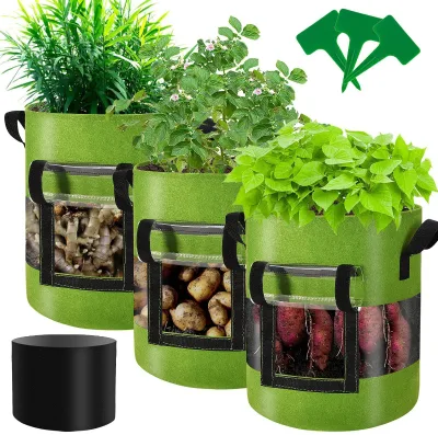 JQ Transparent Vertical Ear Potato Bag in the Middle Thickened Non-woven Fabric Beauty Plant Potato Potato Felt Planting Bag