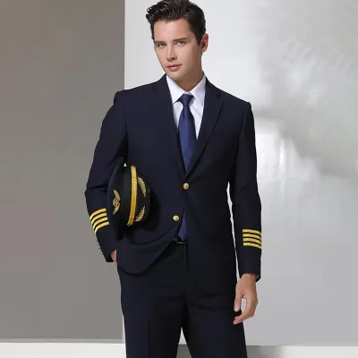 Men's Aviation Pilot Uniform Set Work Coat Performance Flight Costume Jacket