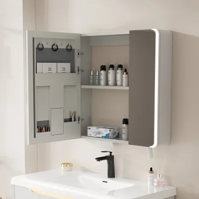 Mirror Cabinet with Frame Wall Mount Waterproof Mirror for Medicine Storage and Large Capacity Washroom Cabinet