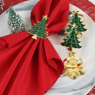 Hot Selling Christmas Tree Napkin Ring Holder Dinner Table Decor for Wedding Table Decoration