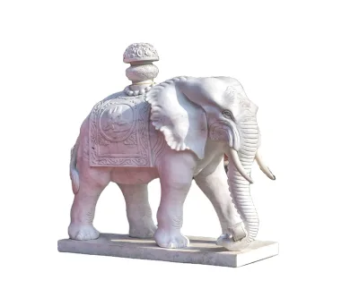 Outdoor Decoration with Hand-carved Stone Carved White Marble Elephant
