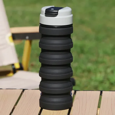 500ml Silicone Collapsible Travel Water bottle Sports Portable Reusable Mountaineering Buckle Water-proof Camping Bottle